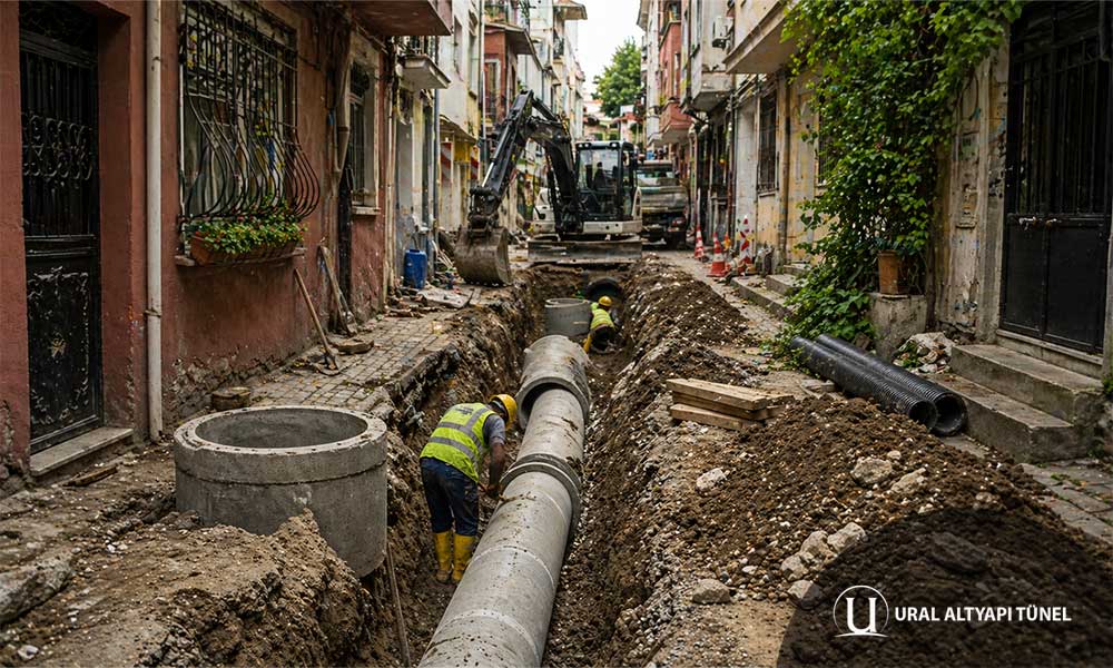 kanalizasyon kazı çalışması