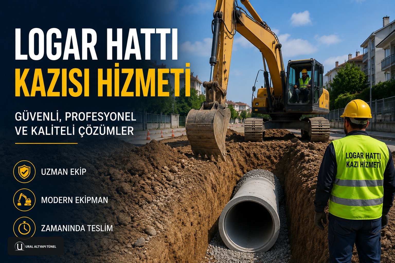 Logar hattı kazısında ölçüm yapan uzman ekip - Ural Altyapı Tünel